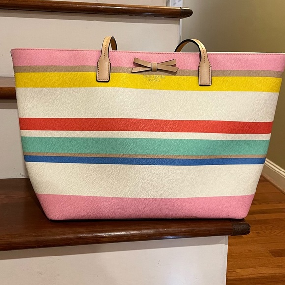 Kate Spade leather pastel stripe tote bag - Picture 3 of 10